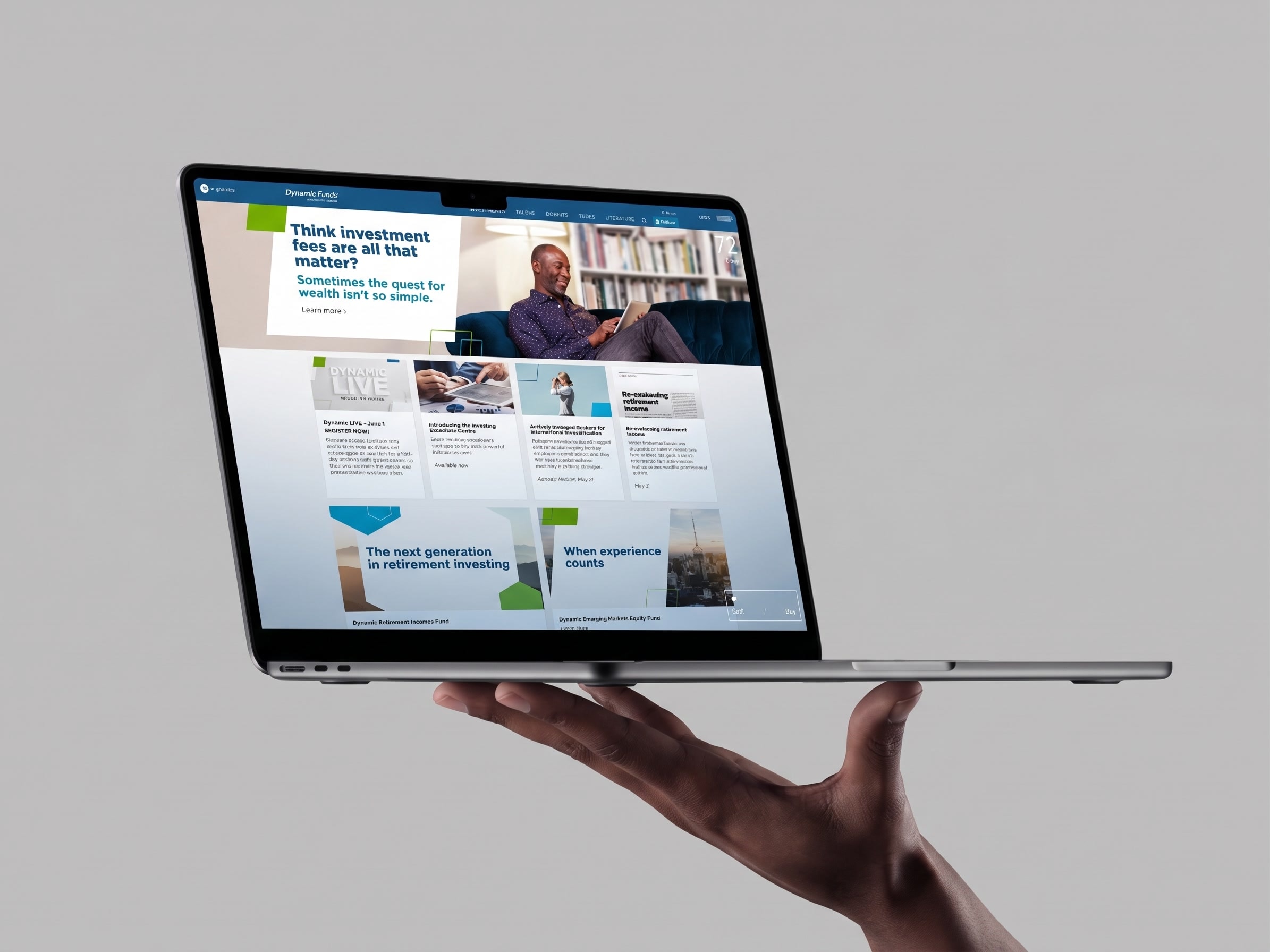 The Dynamic Funds home page.